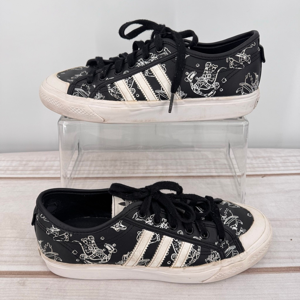 Adidas x Disney Nizza Goofy Sneakers Black White Character Lace Up Cartoon 6.5